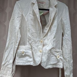 NWT Lightweight Ivory Linen Button Up Jacket
